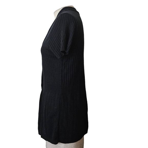 Black Short Sleeve Button Sweater Size Large - Picture 5 of 5